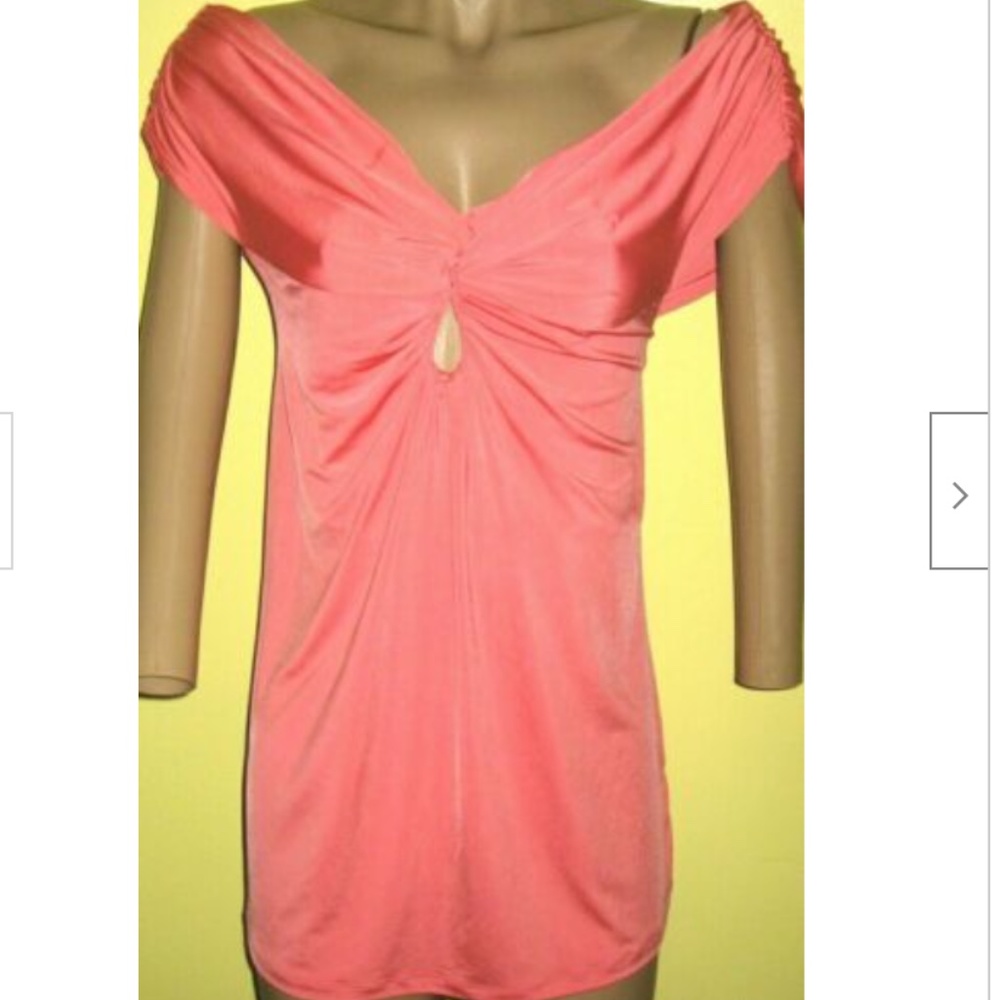 NWT Baby Phat Cross Over back pink Salmon Shirt Blouse top  3X 22 24 PLUS